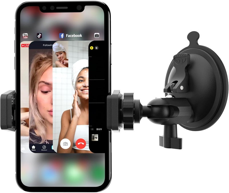Tint Shower Mirror Phone Holder, Suction Cup Mirror Phone Mount for Shower Bathroom Glass Kitchen Tile, TikTok YouTube Instagram Make Up Vlog Video Content Creator Essentials - Image 1